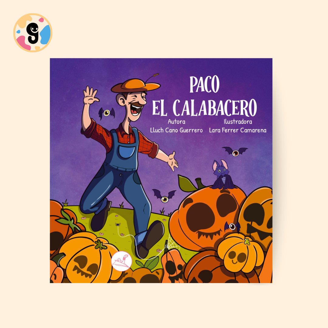 "Ilustración de Paco el calabacero, un cuento infantil de Halloween que enseña sobre la amistad y la magia de cultivar calabazas."