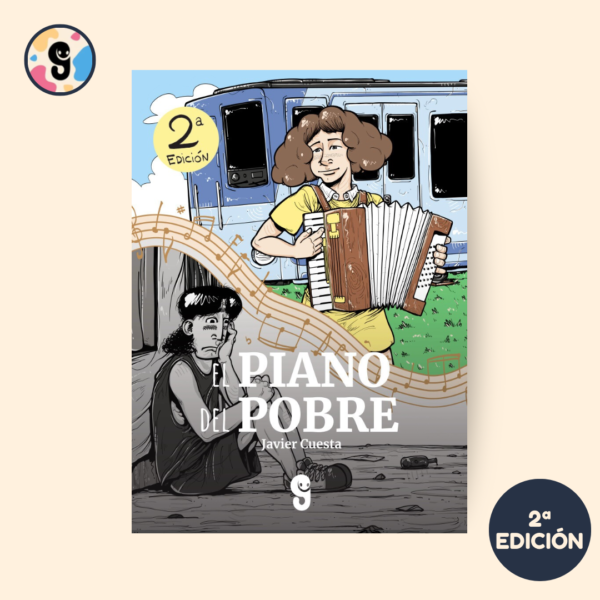 Portada del libro "El piano del pobre", que representa a Nico, un hombre en un momento de reflexión, encontrando el sentido de la vida tras un encuentro inesperado.