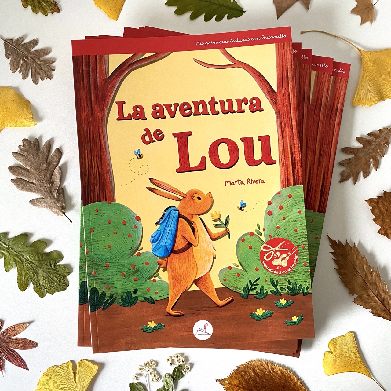 Ilustración de la portada de La aventura de Lou, el primer libro de Marta Rivera, que muestra una escena natural y amistosa ideal para lectores infantiles.