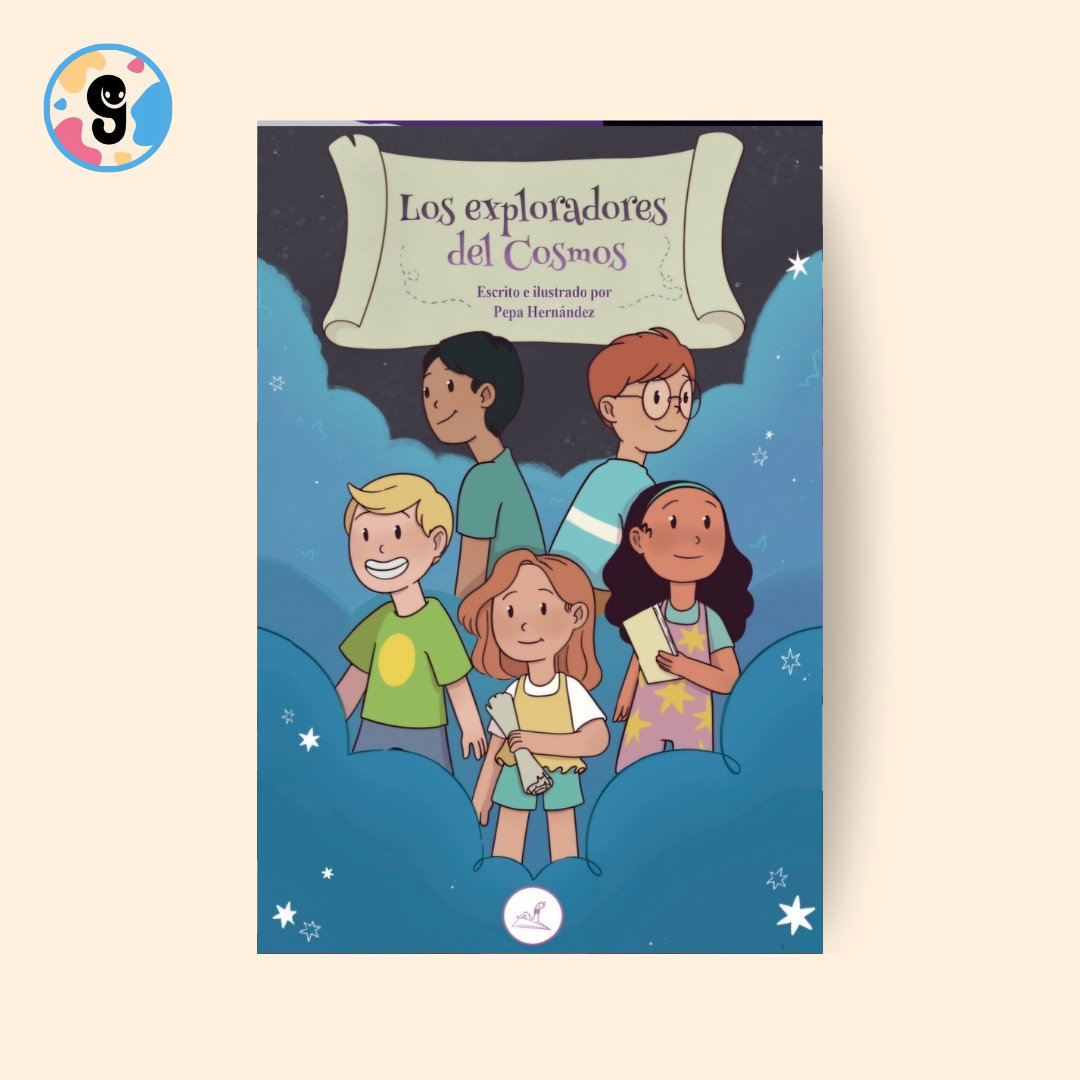 Portada de Los exploradores del cosmos. El inicio de todo, donde cinco niños aventureros exploran el cosmos y resuelven misterios en el espacio.