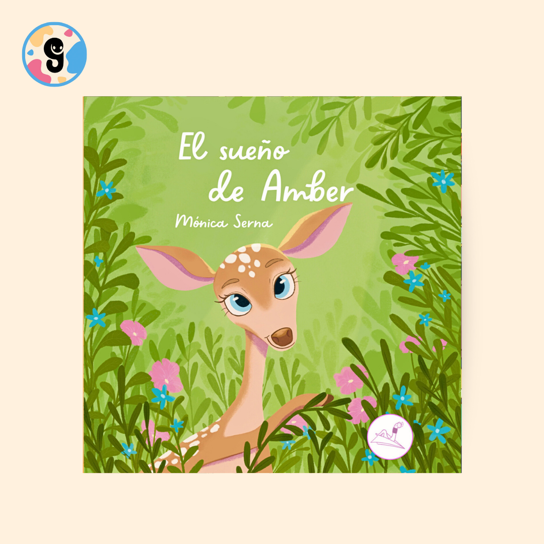 alt="Ilustración cuento ecológico para niños con cierva Amber"