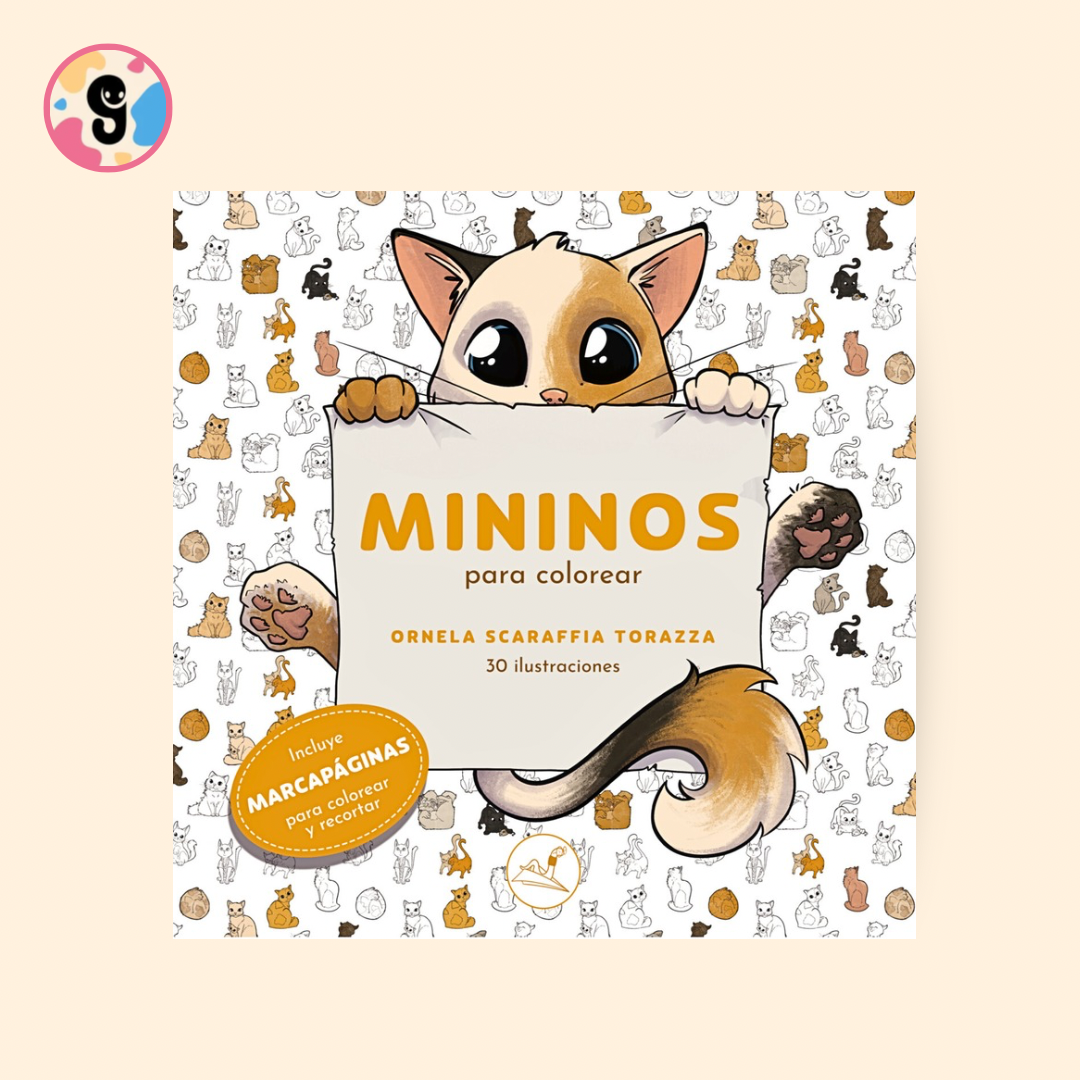Libro infantil para colorear gatos – Mininos para colorear, 32 páginas de dibujos de gatitos adorables en formato 22x22 cm, papel resistente ideal para niños y niñas de 3 a 9 años."