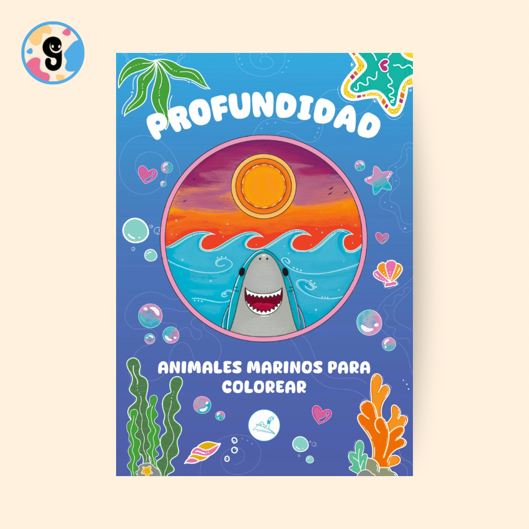 alt="Libro infantil animales marinos para colorear Profundidad portada"
