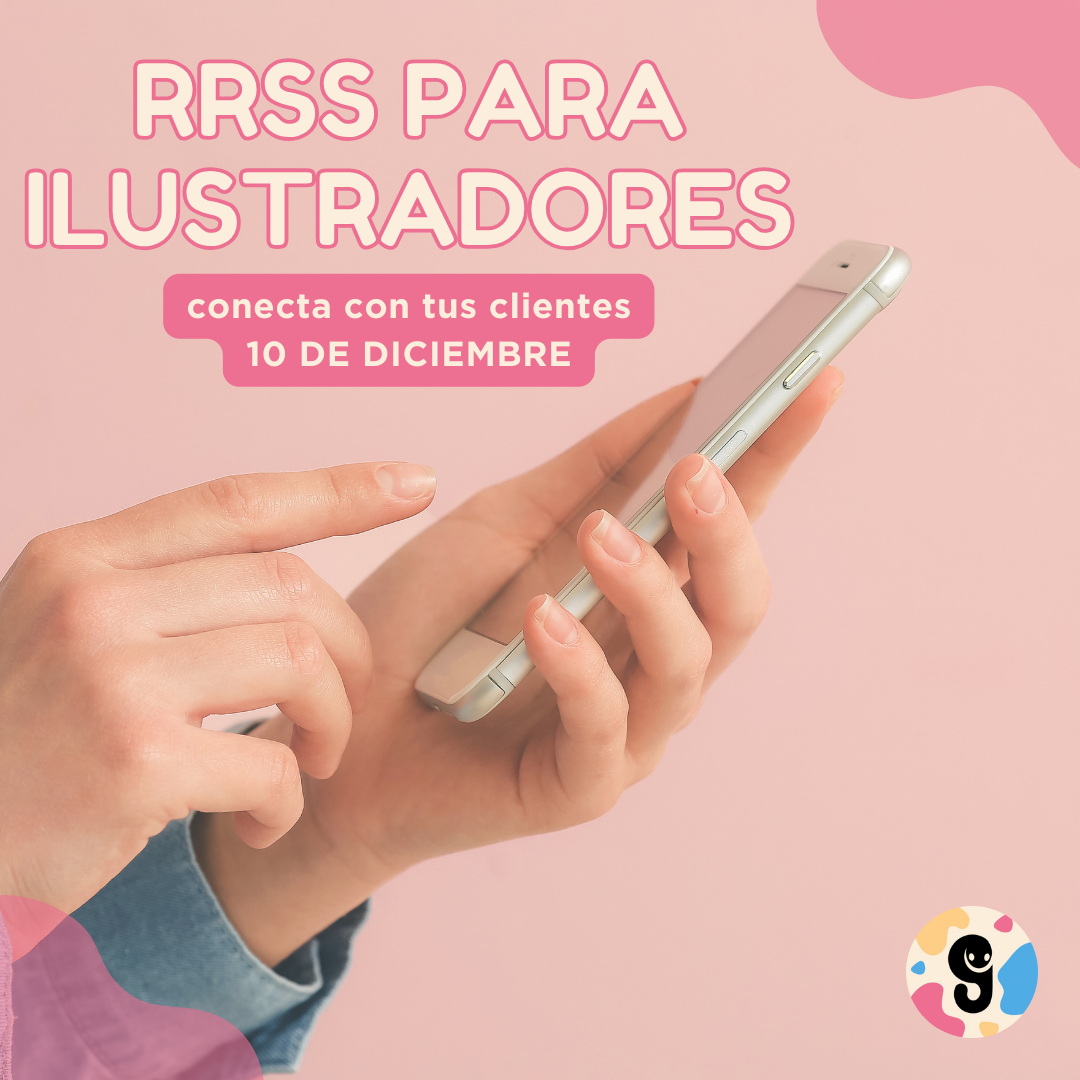 Imagen promocional del curso “Redes para ilustradores: Promociona tu trabajo y conecta con clientes” de Editorial Gusanillo, formación para ilustradores que desean aumentar su visibilidad, promocionar su trabajo y captar clientes en el mercado creativo y editorial.